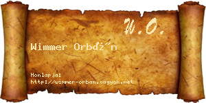 Wimmer Orbán névjegykártya